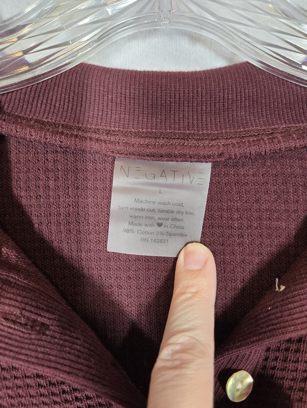 Negative Underwear Waffle Knit Pullover Top Women's Large Garnet - Picture 10 of 12